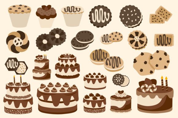 Download Birthday Cake and Cookies Vector - Premium Resources