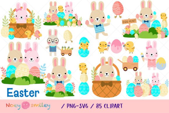 Download Easter Bunny Rabbits and Eggs Clipart - Rabbits and eggs Collection