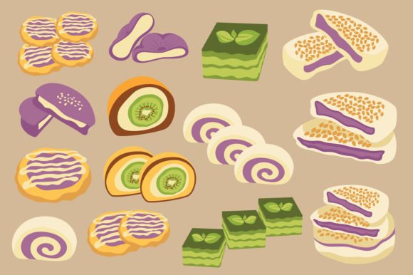 Download Cake with Boho Style Vector Set - Premium Bundle